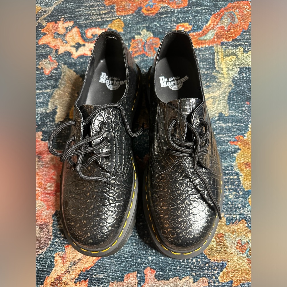 Dr. Martens 1461 CROC EMBOSS LEATHER PLATFORM SHOES